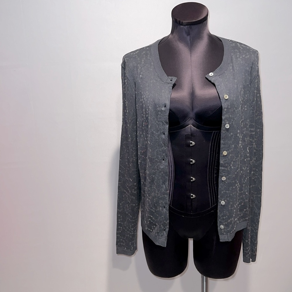 Chan Luu Blue Sequin cardigan button sweater!